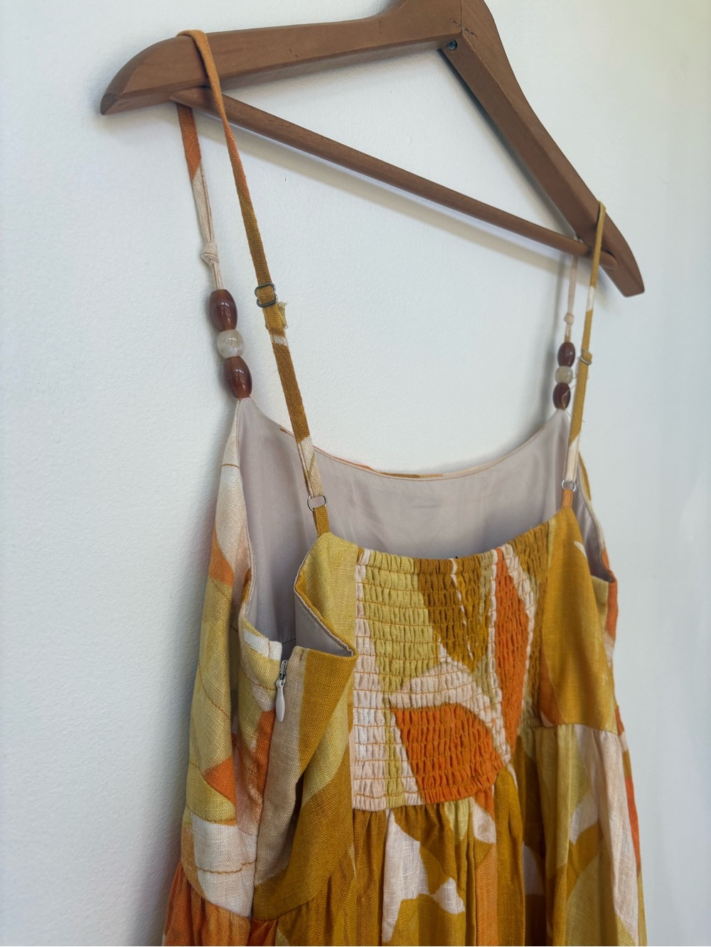 1. State Leaf-Print Maxi Dress in Mustard, Orange & Cream Boho - Picture 3 of 4